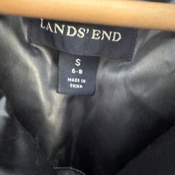 LANDS' END gray metallic down puffer coat with shawl high collar size S - Picture 2 of 11